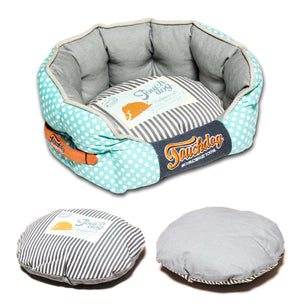 Touchdog Polka-Striped Polo Rounded Fashion Dog Bed - Pet Totality