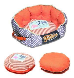 Touchdog Polka-Striped Polo Rounded Fashion Dog Bed - Pet Totality