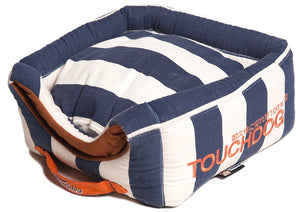 Touchdog Polo-Striped Convertible and Reversible Squared 2-in-1 Collapsible Dog House Bed - Pet Totality