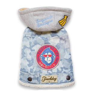 TouchdogOutlaw Designer Embellished Retro-Denim Pet Dog Hooded Jacket Coat - Pet Totality