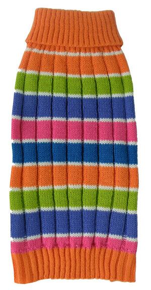 Tutti-Beauty Rainbow Heavy Cable Knitted Ribbed Designer Turtle Neck Dog Sweater - Pet Totality