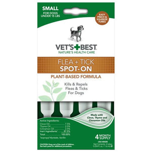 Vet'S Best Flea & Tick Spot-On Drops For Small Dogs Under 15 Lbs, 4 Months Supply - Pet Totality