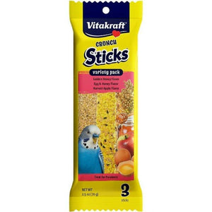 Vitakraft Crunch Sticks Variety Pack Honey Egg Apple Flavor Parakeets Treat 2.5Z - Pet Totality