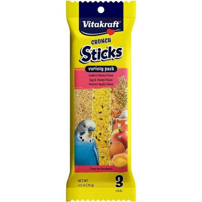 Vitakraft Crunch Sticks Variety Pack Honey Egg Apple Flavor Parakeets Treat 2.5Z