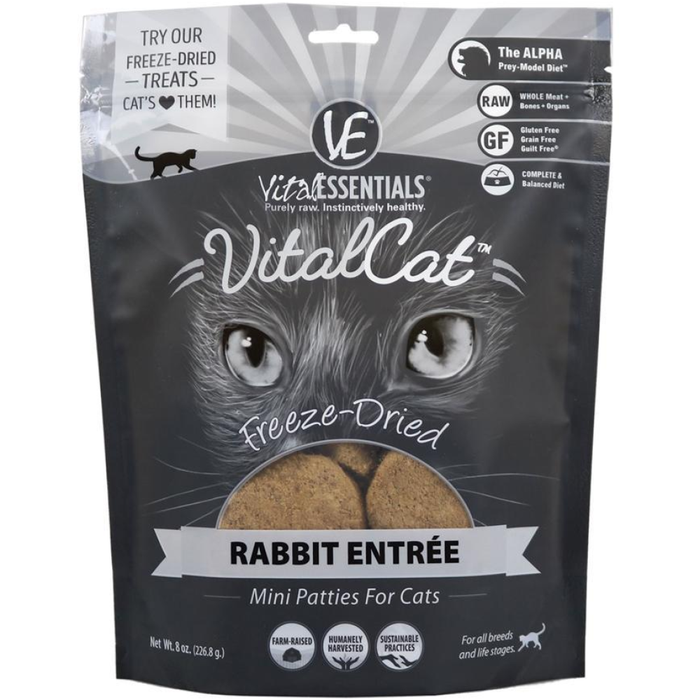 Vital Essentials Cat Freeze Dried Mini Patty Rabbit 8 Oz.