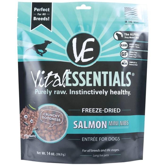 Vital Essentials Dog Freeze-Dried Mini Nibs Salmon 14Oz