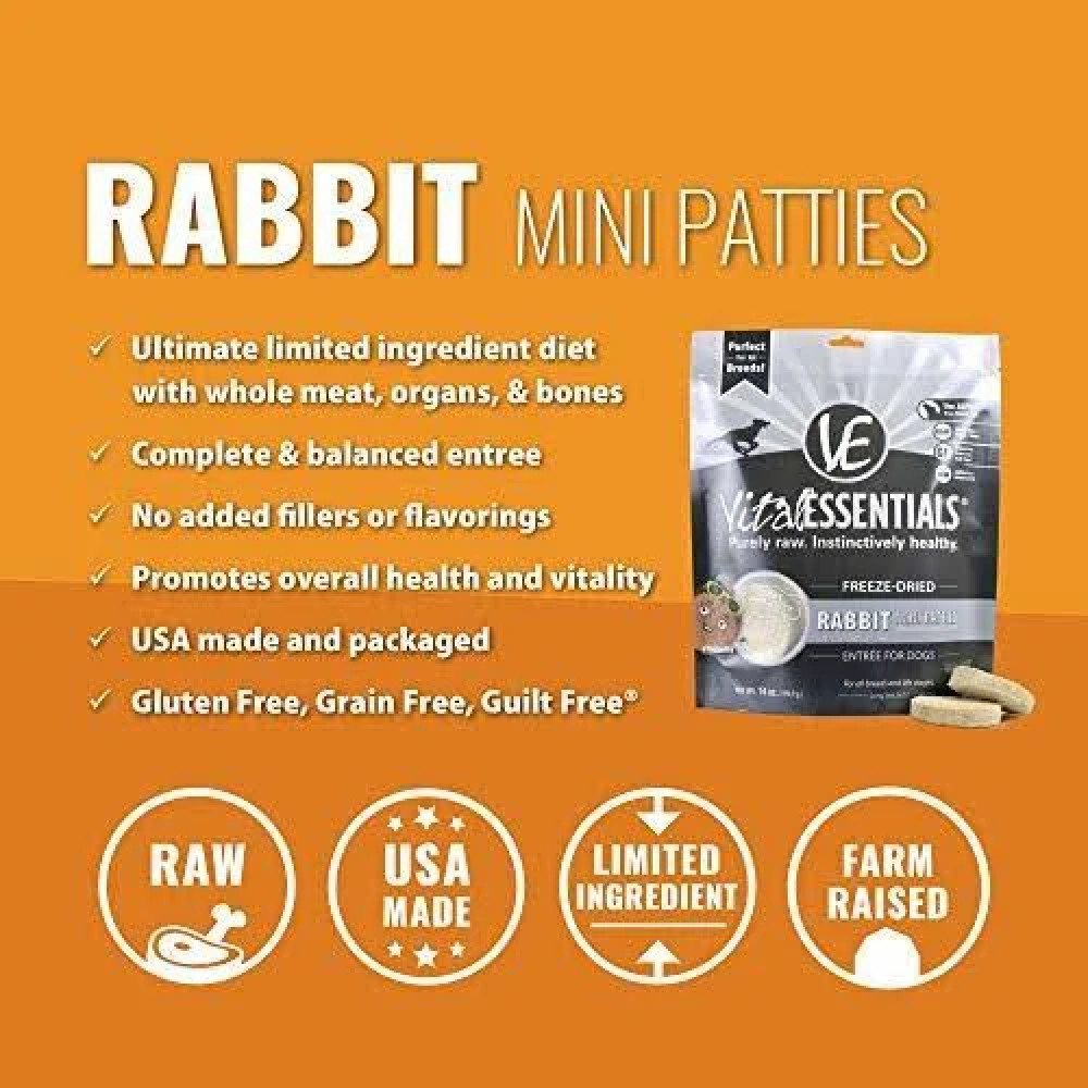 Vital Essentials Rabbit Vital Essentials Dog Freeze-Dried Mini Patties Rabbit 14Oz – Pet ...