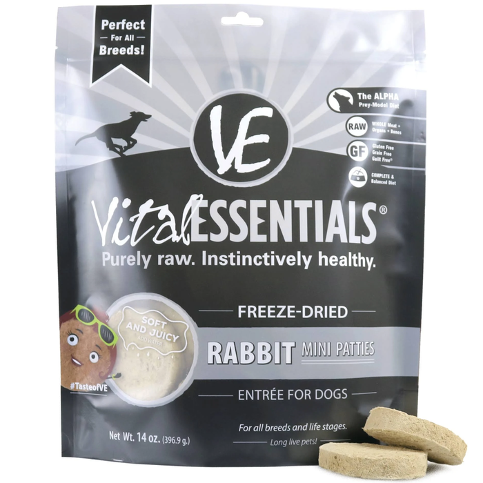 Vital Essentials Dog Freeze-Dried Mini Patties Rabbit 14Oz