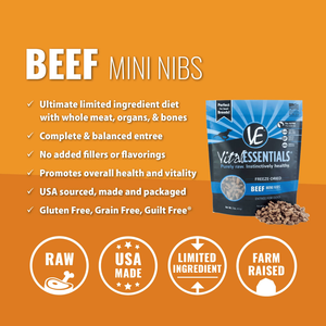 Vital Essentials Freeze-Dried Beef Mini Nibs 1 Lbs - Pet Totality