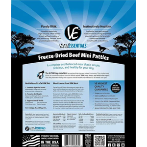 Vital Essentials Freeze-Dried Beef Mini Patties 1Lbs - Pet Totality