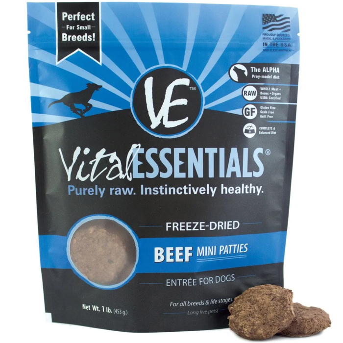 Vital Essentials Freeze-Dried Beef Mini Patties 1Lbs