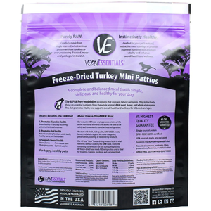 Vital Essentials Freeze-Dried Turkey Mini Patties 1Lbs - Pet Totality