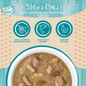 Weruva Cat Stew! Stews Clues Turkey, Chicken & Salmon 2.8Oz - Pet Totality