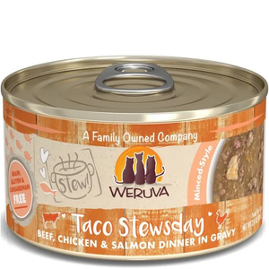 Weruva Cat Stew! Taco Stewsday Beef, Chicken & Salmon 2.8Oz - Pet Totality