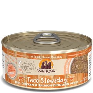 Weruva Cat Stew! Taco Stewsday Beef, Chicken & Salmon 5.5Oz - Pet Totality