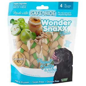 Wonder Snaxx Braids Peanut Butter & Apple Large 4Ct - Pet Totality