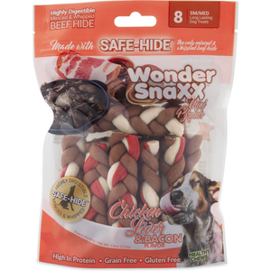 Wonder Snaxx Mini Braids Chicken Liver & Bacon 8Ct - Pet Totality