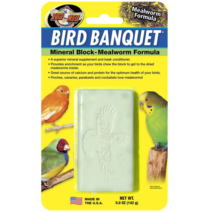 Zoo Med Bird Banquet Mineral Block - Mealworm Formula - Large