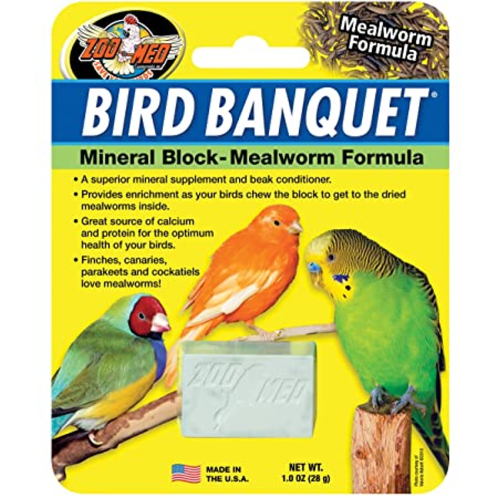 Zoo Med Bird Banquet Mineral Block - Mealworm Formula - Small