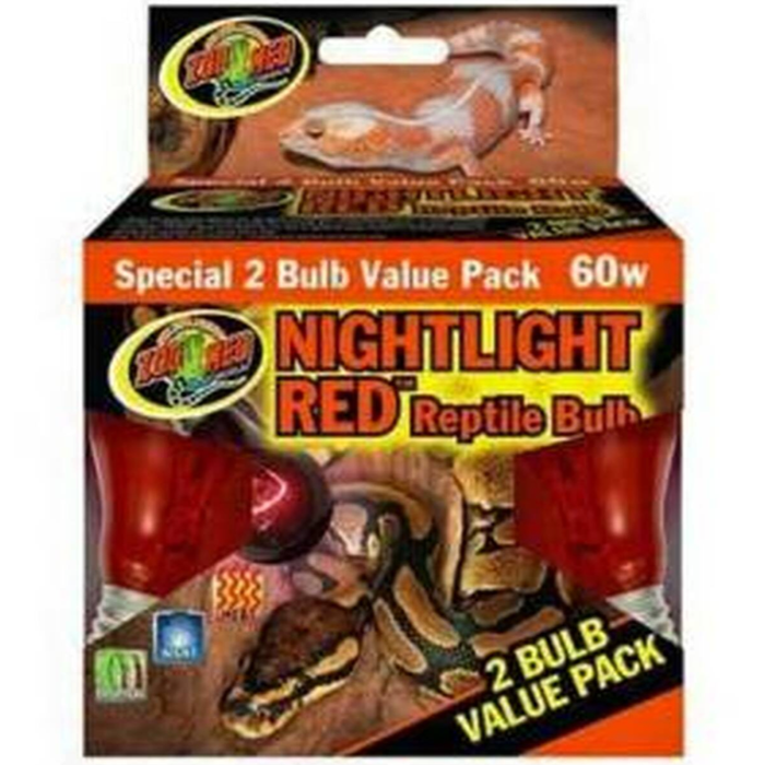 Zoo Med Nightlight Red Reptile Bulb 60W 2Pk