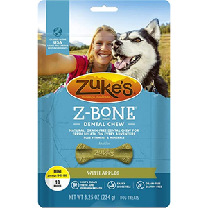 Zukes Dog Z-Bone Mini Apple 18 Count Pouch - Pet Totality