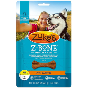 Zukes Dog Z-Bone Mini Carrot 18 Count Pouch - Pet Totality