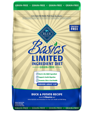 Blue Buffalo Cat  Basic  Grain-Free  Duck  Indoor  5 Lbs. - Pet Totality