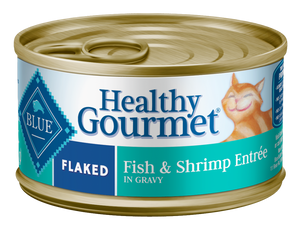 Blue Buffalo Cat Healthy Gourmet Flaked Fish Shrimp 5.5 Oz.(Case Of  24) - Pet Totality