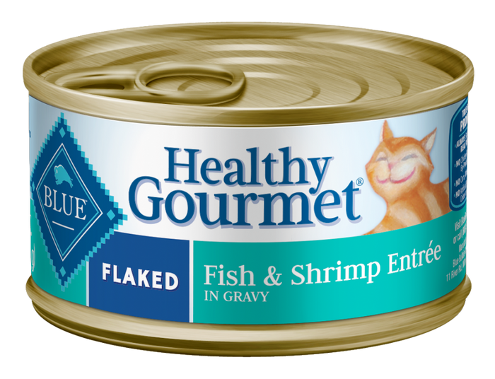 Blue Buffalo Cat Healthy Gourmet Flaked Fish Shrimp 5.5 Oz.(Case Of  24)