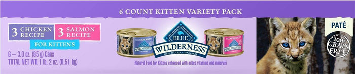 Blue Buffalo Cat Wilderness  Kitten 3 Oz. Variety Pack 6Ct(Case Of  6)