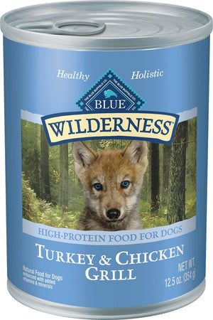 Blue Buffalo Dog Wilderness   Puppy  Grain-Free  Turkey Chicken  12.5 Case Of 12 - Pet Totality