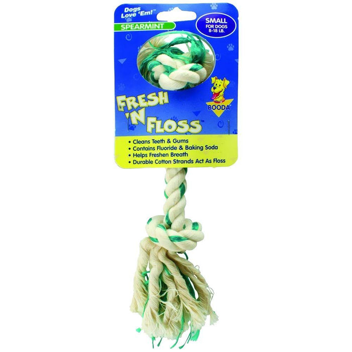 Booda Fresh N Floss 2-Knot Rope Bone Spearmint Small