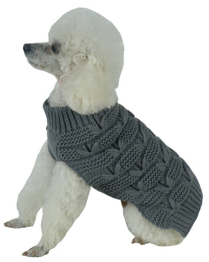 Butterfly Stitched Heavy Cable Knitted Fashion Turtle Neck Dog Sweater - Pet Totality