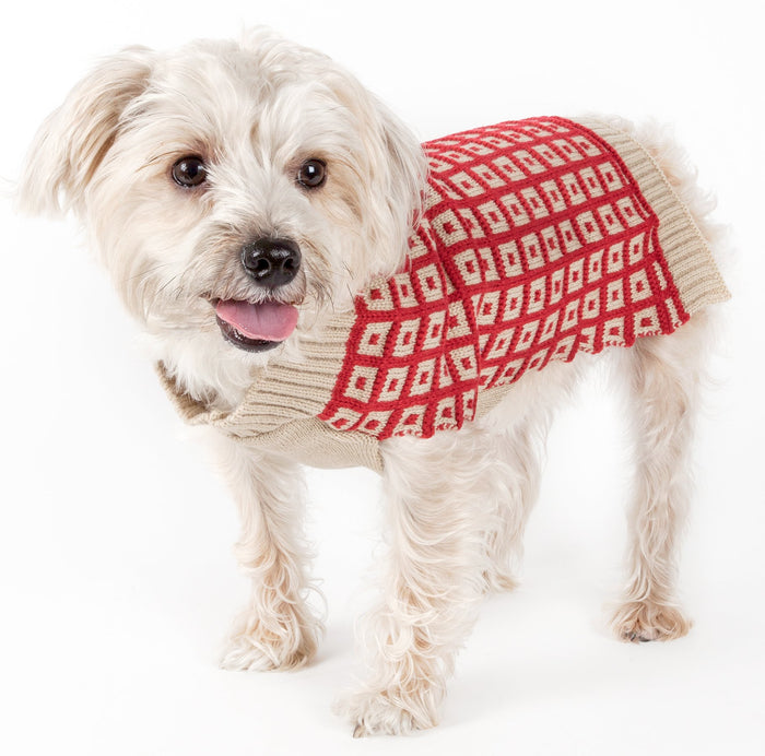 Butterscotch Box Weaved Heavy Cable Knitted Designer Turtle Neck Dog Sweater