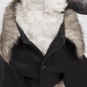 Buttoned 'Coast-Guard' Fashion Faux-Fur Collared Wool Pet Coat - Pet Totality