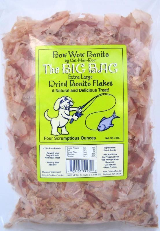 Cat-Man-Doo Bow Wow Bonito - The Big Bag - 4Oz. Extra Large Dried Bonito Flakes