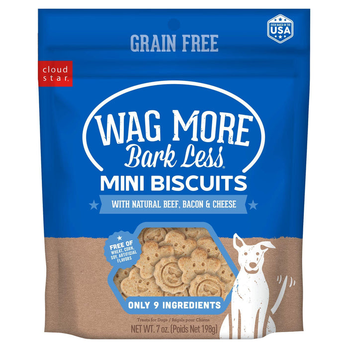 Cloud Star Wagmore Dog Grain Free Mini Baked Peanut Beef & Bacon 7Oz