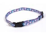 Coastal Li'L Pals Adjustable Patterned Collar Light Blue Paw 5/16X6-8In - Pet Totality