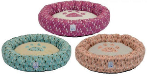 Dallas Maunufacturing Round Pet Bed With Paw Applique 23In - Pet Totality
