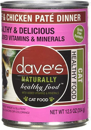 Daves Naturally Healthy Cat Food, Beef & Chicken Case Of 12 - Pet Totality