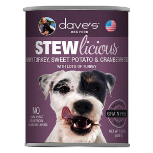 Daves Pet Food Dog Stewlicious Turkey, Sweet Potato & Cranberry Stew 13Oz (Case Of 12) - Pet Totality