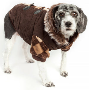 Designer Patterned Suede Argyle Sweater Pet Jacket - Pet Totality