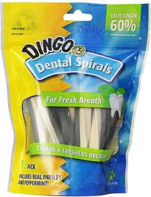 Dingo Dental Spirals For Fresh Breath, 15Pk - Pet Totality