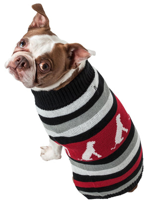 Dog Patterned Stripe Fashion Ribbed Turtle Neck Pet Sweater - Pet Totality