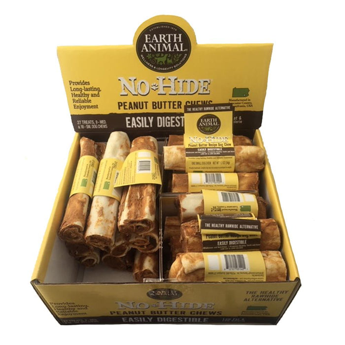 Earth Animal No Hide Chews Peanut Butter Counter Display 27 Piece