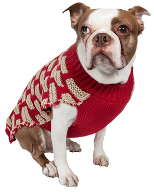 Fashion Weaved Heavy Knit Designer Ribbed Turtle Neck Dog Sweater - Pet Totality