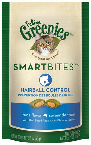 Feline Greenies Smartbites Hairball Control Treats For Cats Tuna Flavor 2.1 Oz. - Pet Totality