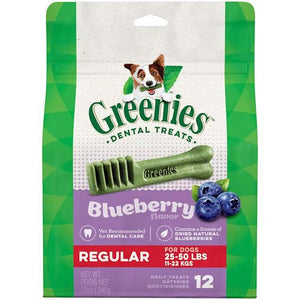 Greenies Blueberry Flavor Regular Size Dog Dental Chews  - 12 Ounces 12 Treats - Pet Totality