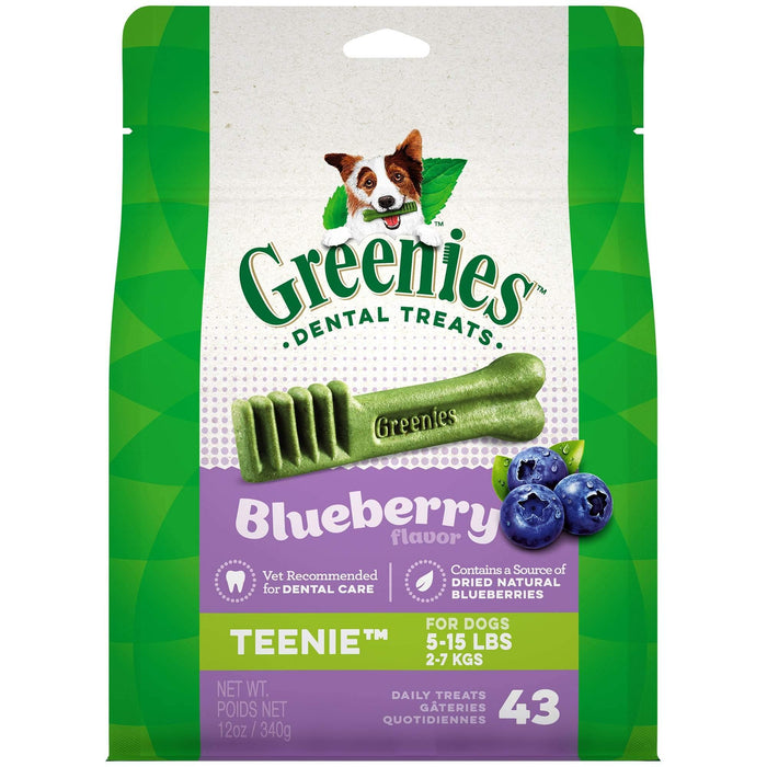 Greenies Blueberry Flavor Teenie Dog Dental Chews  - 12 Ounces 43 Treats