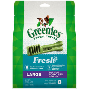 Greenies Fresh Large Dog Dental Chews - 12 Ounces 8 Treats - Pet Totality